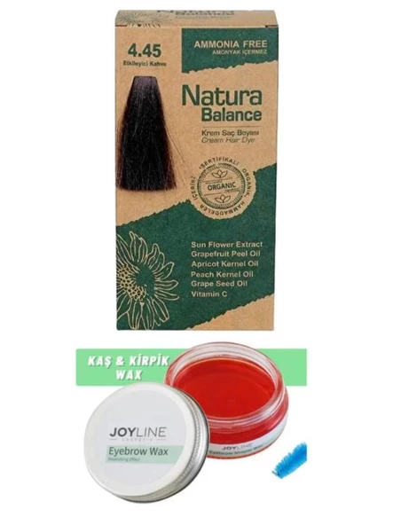 Natura Balance Saç Boyası 4.45 Etkileyici Kahve+Joy line Kaş Şekillendirici Ve Sabitleyici Wax 50ml