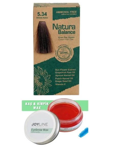 Natura Balance Saç Boyası 5.34 Çikolata Kahve+Joy line Kaş Şekillendirici Ve Sabitleyici Wax 50ml