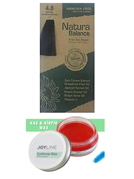 Natura Balance Saç Boyası 4.8 Bitter+Joy line Kaş Şekillendirici Ve Sabitleyici Wax 50ml