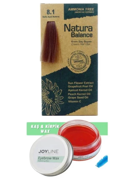 Natura Balance Saç Boyası 8.1 Küllü Açık Kumral+Joy line Kaş Şekillendirici Ve Sabitleyici Wax 50ml