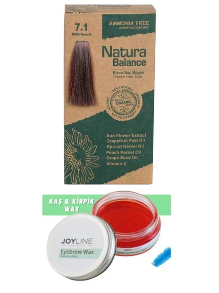 Natura Balance Saç Boyası 7.1 Küllü Kumral+Joy line Kaş Şekillendirici Ve Sabitleyici Wax 50ml