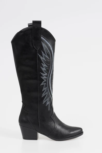 Kadın Kısa Topuklu Kovboy Çizme Süet Cowgirl Uzun Bot - 11