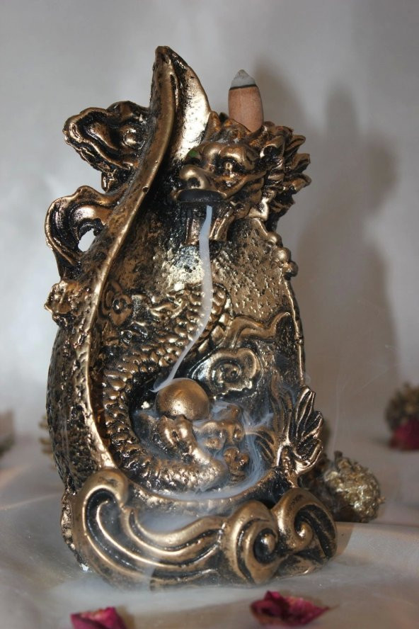 Ejderha Budha Geri Akış Tütsülük Buda Ters Akış Tütsü Seramik Feng Sui Seramik - 3