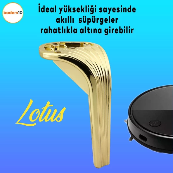 Lotus 6'lı Set Mobilya Tv Ünitesi Konsol Koltuk Kanepe Destek Ayağı 19 Cm Altın Ayakları M8 - Resim 4