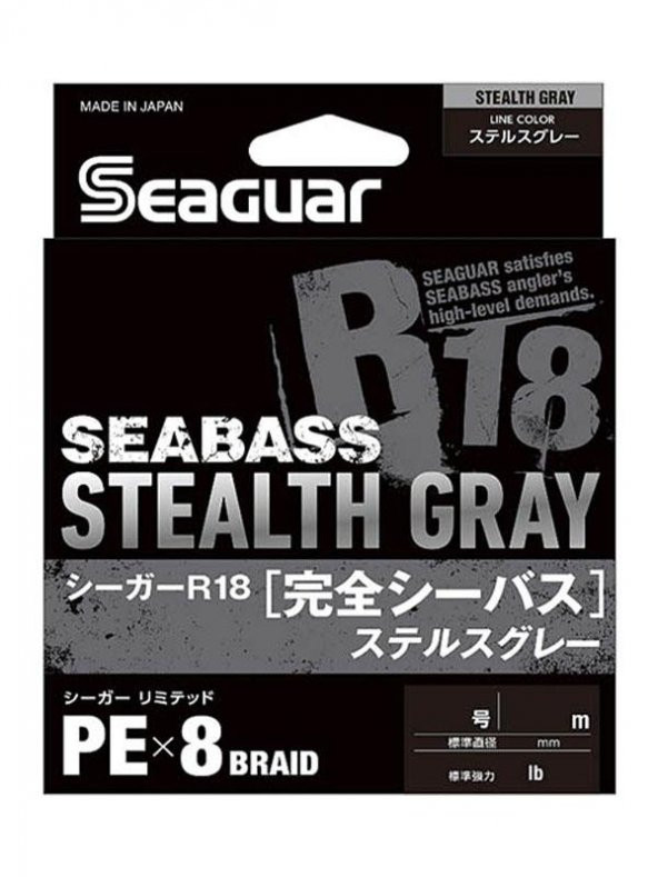 Seaguar R18 Seabass Stealth Gray PEx8 Braid 150m İp Misina