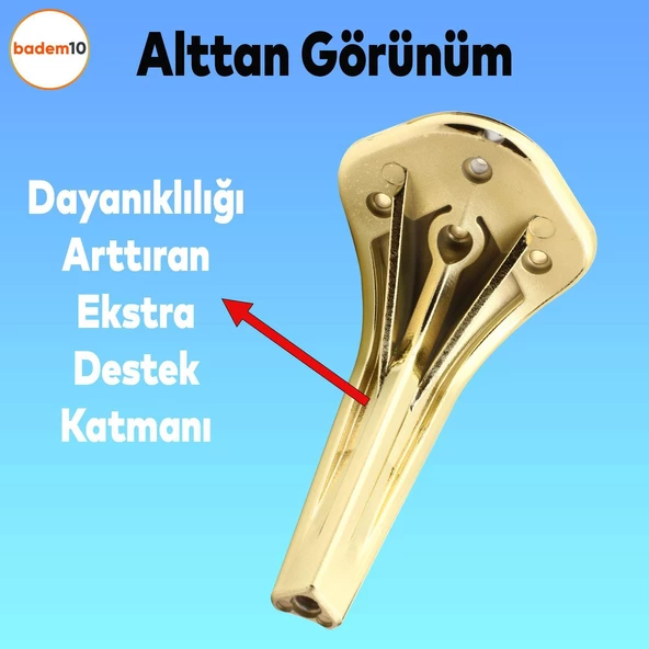 Lotus 6'lı Set Mobilya Tv Ünitesi Konsol Koltuk Kanepe Destek Ayağı 19 Cm Altın Ayakları M8 - Resim 5