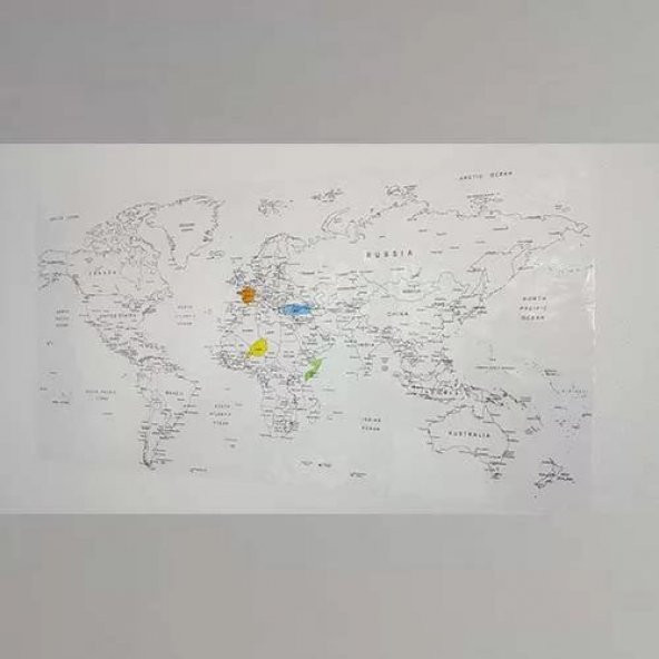 Dünya Haritası Kağıt Tahta 110×56 Cm - 2