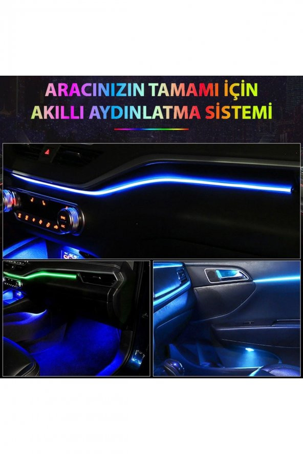 Araç İçi Atmosfer Ambiyans Led Neon RGB App Kontrollü 18 Parça - 7