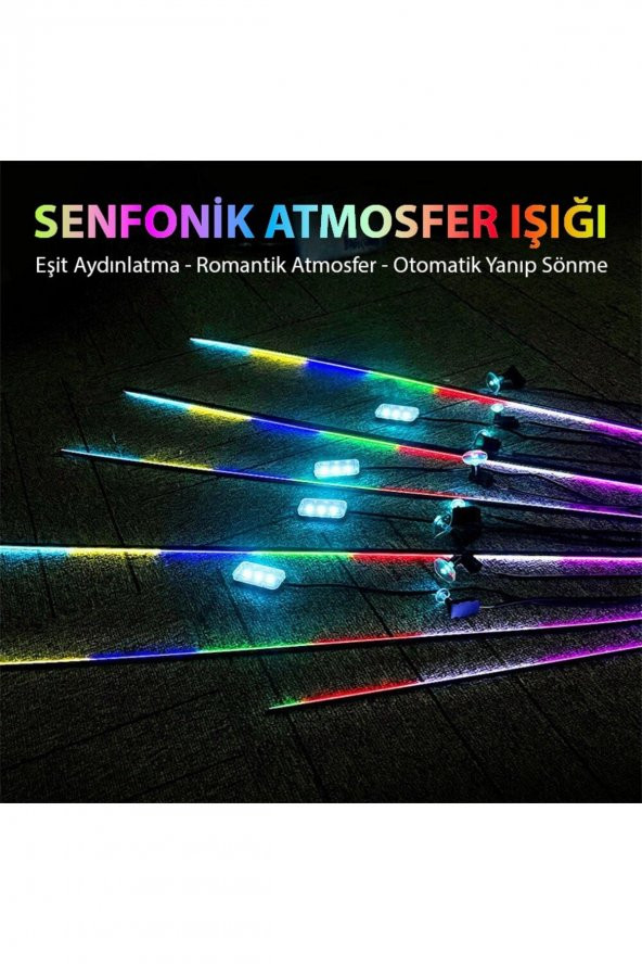 Araç İçi Atmosfer Ambiyans Led Neon RGB App Kontrollü 18 Parça - 5