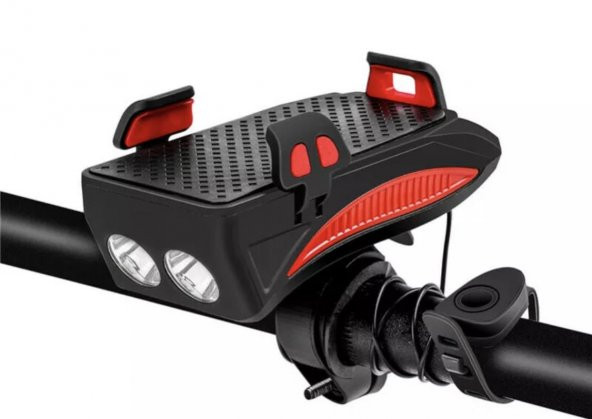 XBYC 6139 Bisiklet 400 Lümen Ön Far + Korna + Telefon Tutucu Powerbank Mavi - 6