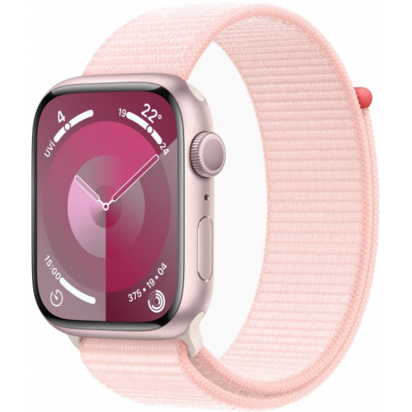 Apple Watch Series 9 Gps 45 Mm Pembe Alüminyum Kasa Ve Uçuk Pembe Spor Loop - Mr9j3tu/A