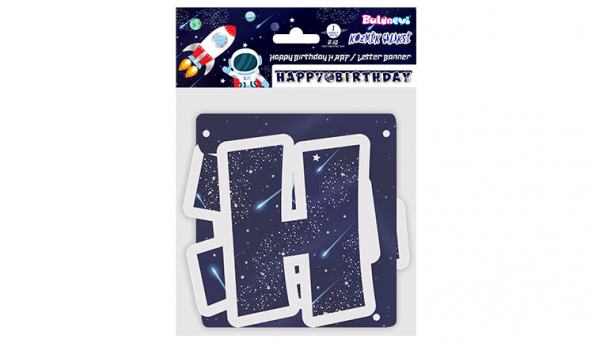 Uzay Temalı Happy Bırthday  Uzar Yazı Banner - 2