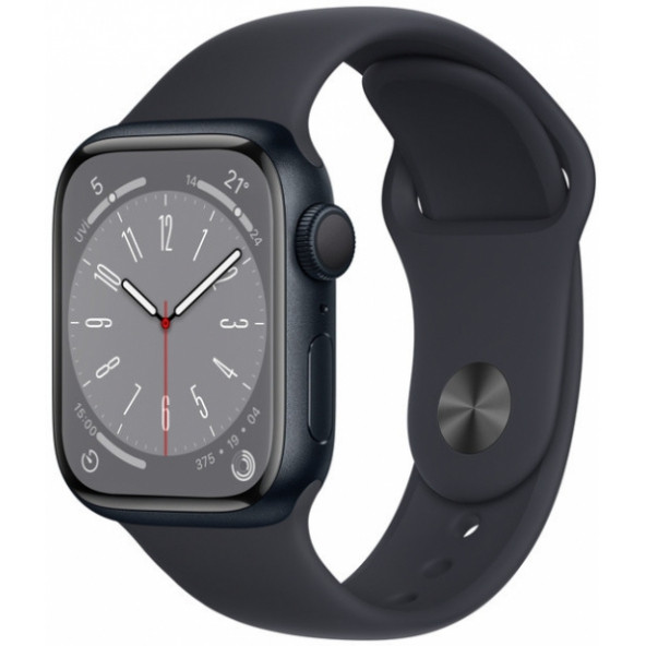 APPLE Watch Series 8 GPS 41 mm MNP53TU/A Gece Yarısı Alüminyum Kasa ve Gece Yarısı Spor Kordon