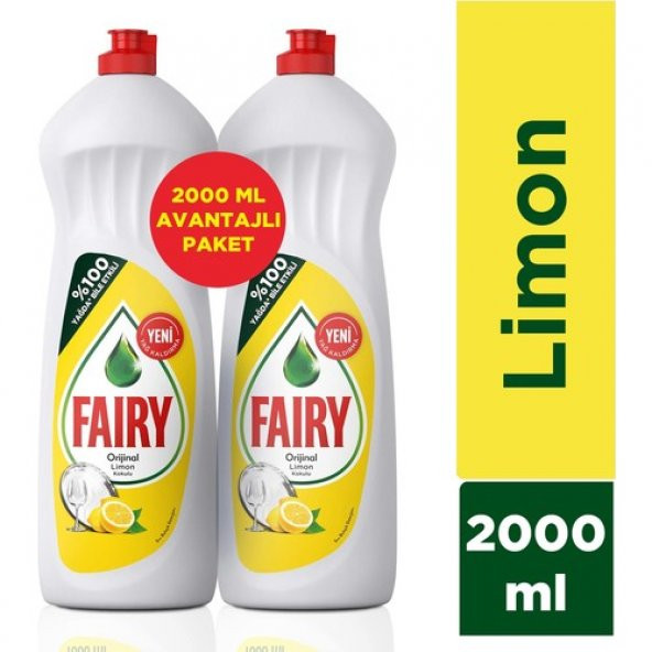 Fairy Elde Yıkama Bulaşık Deterjanı Limon 1000 ml - 2 Adet