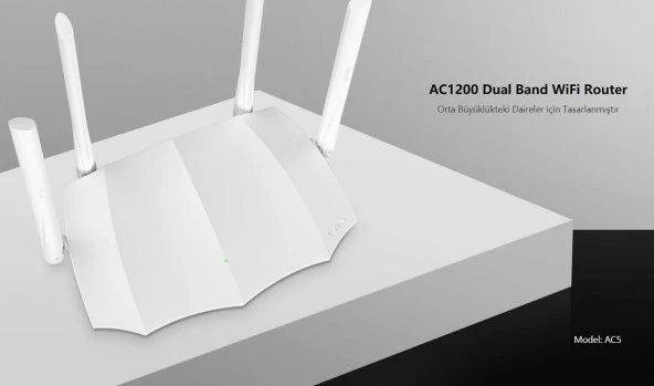 Tenda AC5 4 Port 10/100 1200Mmps 4x6dBI Kablosuz Router - Resim 5
