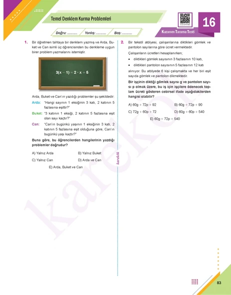 KAREKÖK TYT MATEMATİK HER KAZANIMDAN BİR SORU - 6