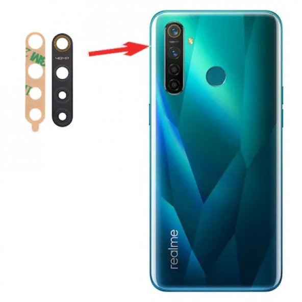 Oppo Realme 5 Pro Kamera Lens Camı + Yapışkan