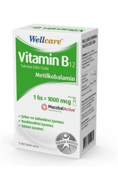 Wellcare Vitamin B12 1000mcg Takviye Edici Gıda 5ml