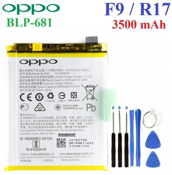 Oppo F9  R17 Pil Batarya BLP681 + Tamir Seti