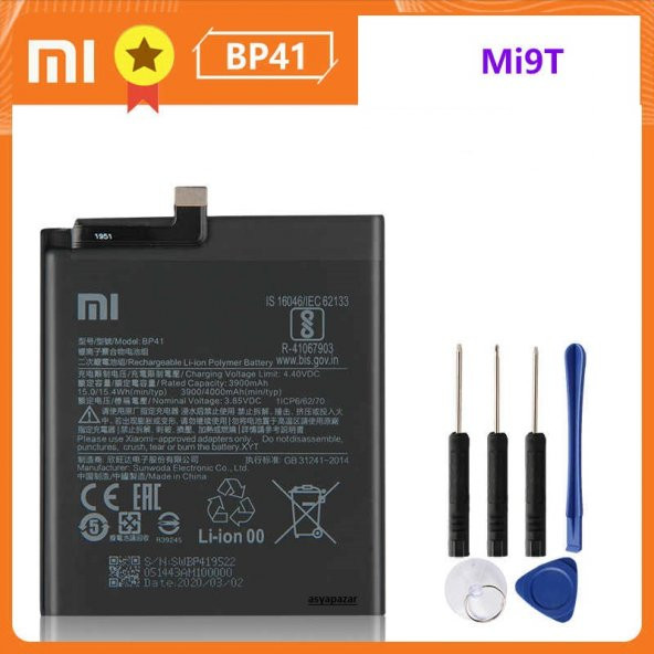 Xiaomi Mi 9T Batarya Pil BP41 + Tamir Seti