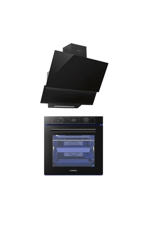 LUXELL 2 Lİ PLATİNUM ANKASTRE SET(A68-SGF3 SİYAH FIRIN  DA 835 SİYAH DAVLUMBAZ)