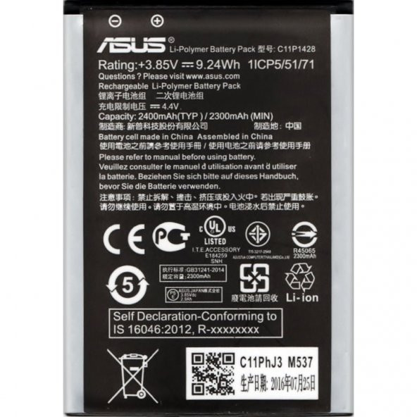 Asus ZenFone 2 Laser 5.0 ZE500KLG Z00ED Pil Batarya C11P1428