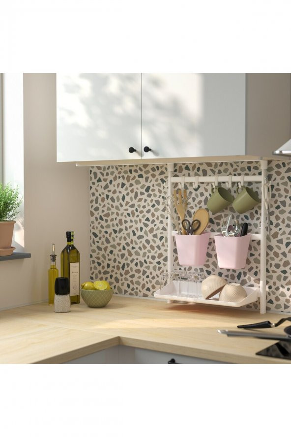 Renk Seçenekli Kutu, Açık Pembe Renk Askılı Kaşıklık 12x11 cm Çok Amaçlı Düzenleyici - Resim 3