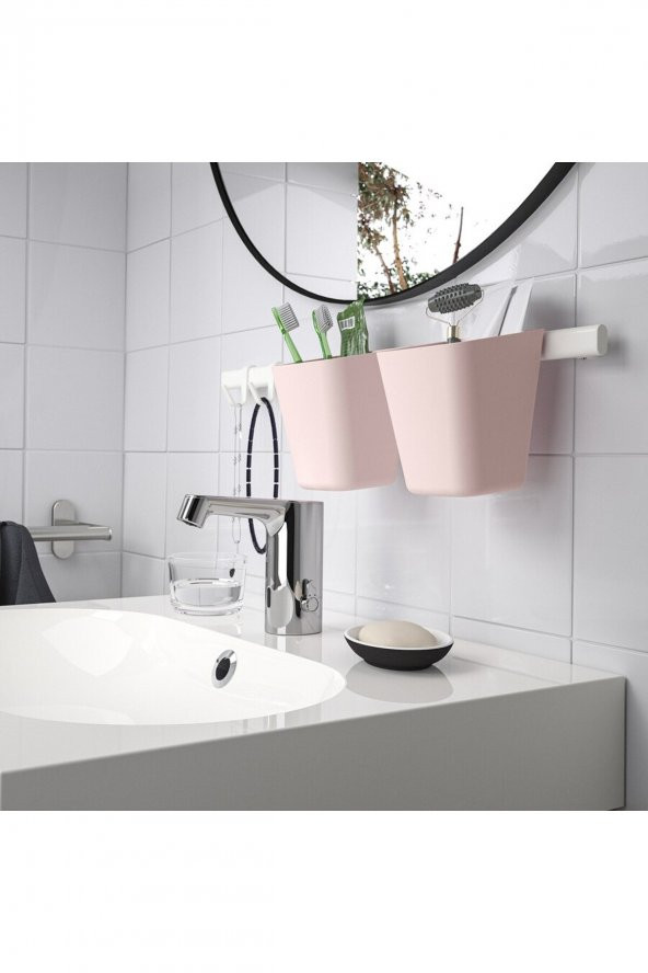 Renk Seçenekli Kutu, Açık Pembe Renk Askılı Kaşıklık 12x11 cm Çok Amaçlı Düzenleyici - Resim 4