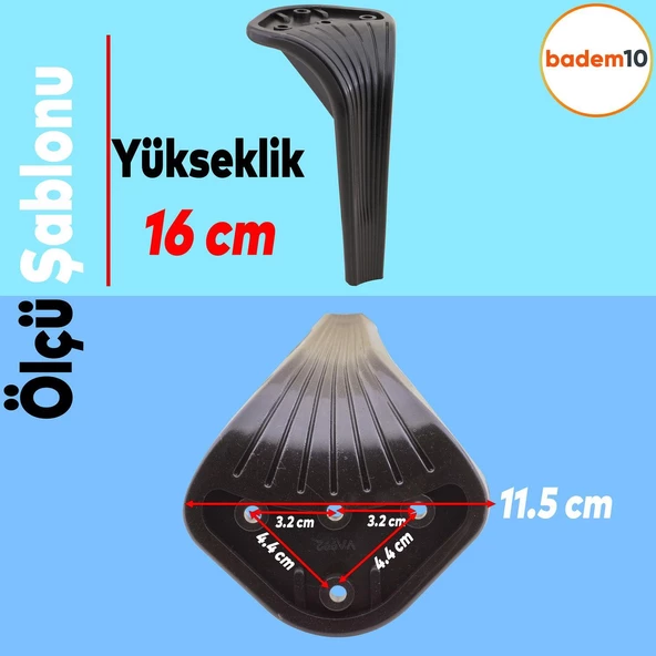 Lotus 6'lı Set Mobilya Tv Ünitesi Çekyat Koltuk Kanepe Destek Ayağı 16 Cm Siyah Ayakları M8 Civatalı - 2