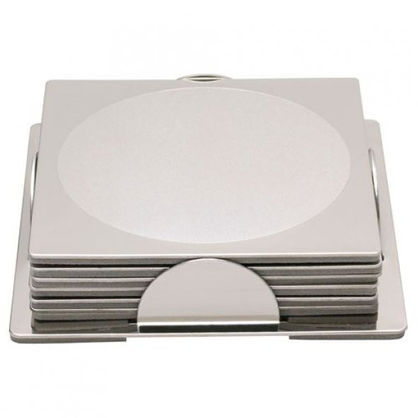 Bardak Altlığı 6 Lı MeridyenDukkan  8x8 cm Paslanmaz Çelik Kare - Resim 2