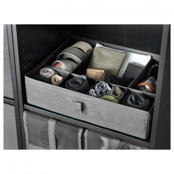 Çekmece İçi Bölmeli Kutu, Koyu Gri Renk MeridyenDukkan 44x34x11 cm Takı-Kemer-Aksesuar Düzenleyici Organizer - 2