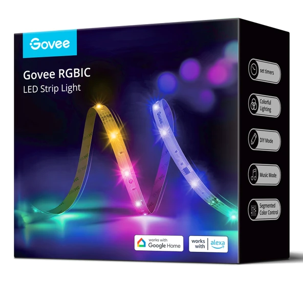 Govee RGBIC Basic LED Şerit, H618A3D1 WiFi+BT, Alexa, Google Asst. Destekli - 5 Metre - 4