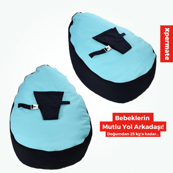 XPERMATE Yeni Doğan Bebek Yatağı,Fasulye Yatak ,Fermuarlı Bebek Koltuğu, Yıkanabilir Kılıf  Mavi - 3