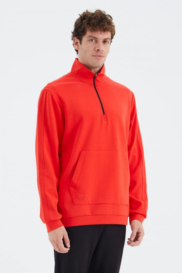 TOMMY LIFE Fiesta Dik Yaka Yarım Fermuarlı Cep Detaylı Erkek Sweatshirt - 88278 T14ER-88278 - 3