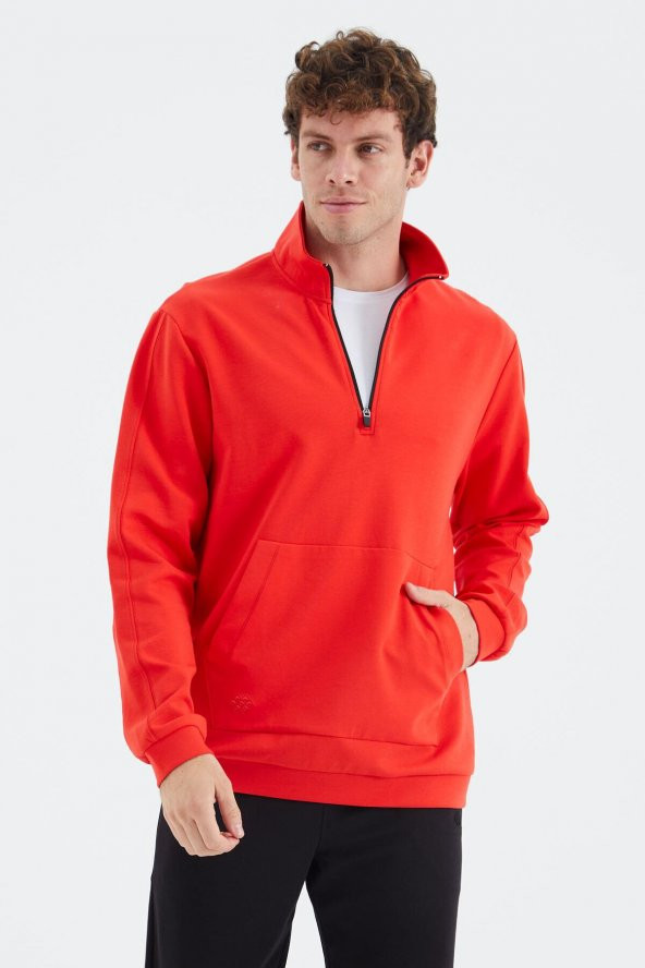 TOMMY LIFE Fiesta Dik Yaka Yarım Fermuarlı Cep Detaylı Erkek Sweatshirt - 88278 T14ER-88278 - 7