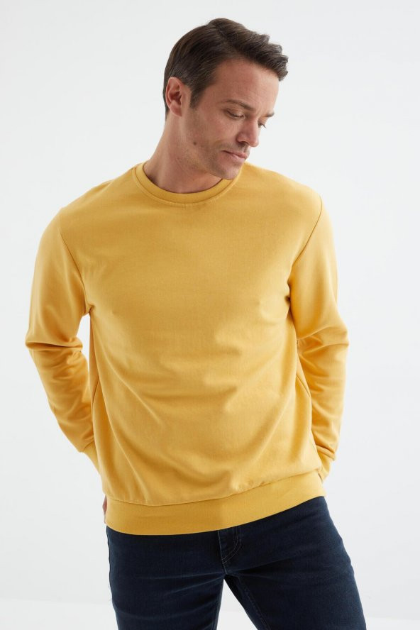 TOMMY LIFE Hardal Erkek Basic O Yaka Rahat Form Sweatshirt - 88053 T09ER-88053 - 3