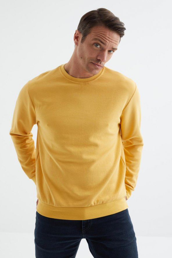 TOMMY LIFE Hardal Erkek Basic O Yaka Rahat Form Sweatshirt - 88053 T09ER-88053 - 5