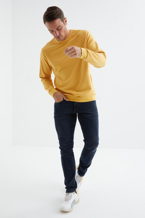 TOMMY LIFE Hardal Erkek Basic O Yaka Rahat Form Sweatshirt - 88053 T09ER-88053 - 6