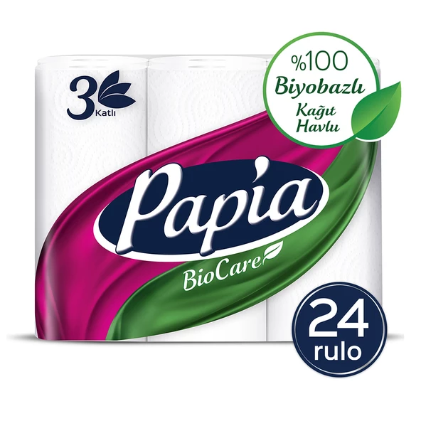 Papia Biocare Kağıt Havlu 24 Rulo (6 Rulo x 4 Paket)