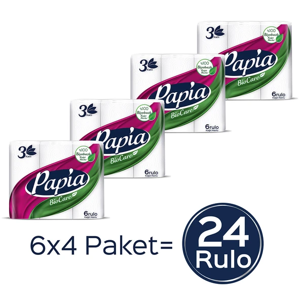 Papia Biocare Kağıt Havlu 24 Rulo (6 Rulo x 4 Paket) - 2