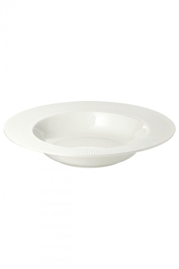 4 Adet Ofantlıgt Derin Servis Tabağı MeridyenDukkan Beyaz 24 Cm Feldispat Porselen - 3