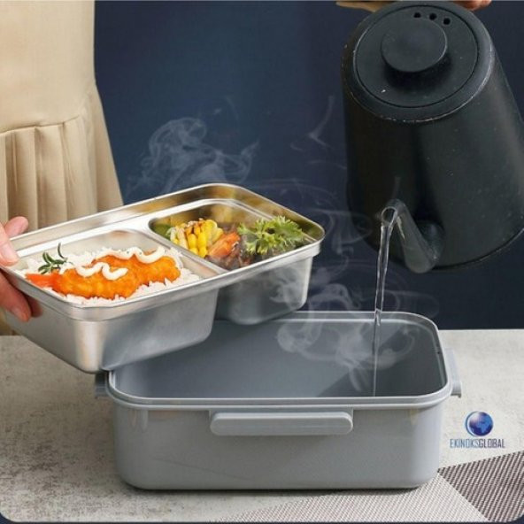 Vagonlife Taşınabilir 304 Paslanmazçelik Çocuklar Öğrenci ve Ofis Için Sızdırmaz Yemek Kutusu Sefer Tası 900ML Pembe - 2