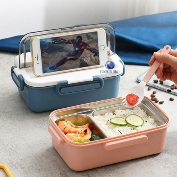 Vagonlife Taşınabilir 304 Paslanmazçelik Çocuklar Öğrenci ve Ofis Için Sızdırmaz Yemek Kutusu Sefer Tası 900ML Pembe - 3