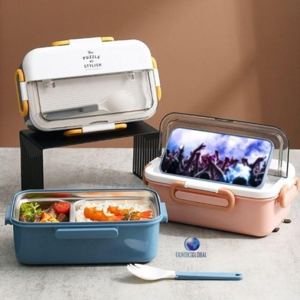 Vagonlife Taşınabilir 304 Paslanmazçelik Çocuklar Öğrenci ve Ofis Için Sızdırmaz Yemek Kutusu Sefer Tası 900ML Pembe - 4