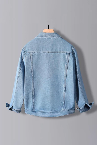 Erkek Slim Fit Denim Kot Ceket Açık Mavi Edw012 - 2