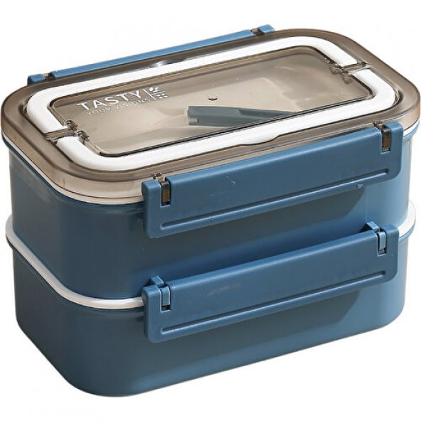 Vagonlife Bento 1600ML Lunchbox Yeni Koleksiyon 2 Katlı 4 Bölmeli Çelik Sefer Tası Yemek Kutusu - 1