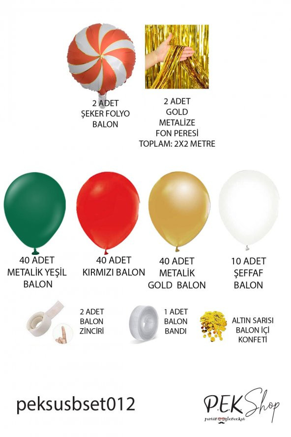 Lüks Yılbaşı Balon Paketi 138 Parça Lüks Yılbaşı Süsleri Büyük Yılbaşı Balon Zinciri - 2