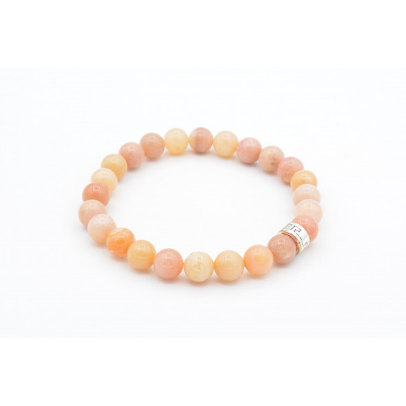 Hakiki Doğal Pembe Opal Taşı Bileklik 8 Mm - 2