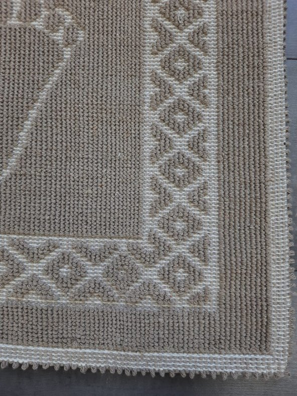 Soffy Doğal Pamuklu Kahve & Kahve Ayak Paspası Ayak Havlusu 50x70 cm Banyo Paspası - 2