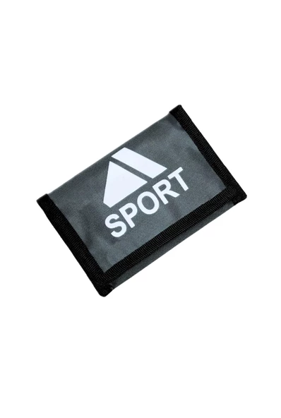 Bez Cüzdan Cırt Cırtlı Kapak Fermuarlı Para Bölme İnterpeks Kumaş Sport Baskılı GRİ ürün görseli